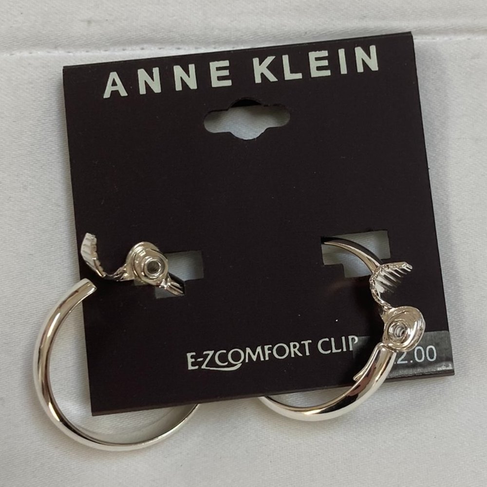 Anne Klein Silver E-Z Comfort Clip Hoop Earrings